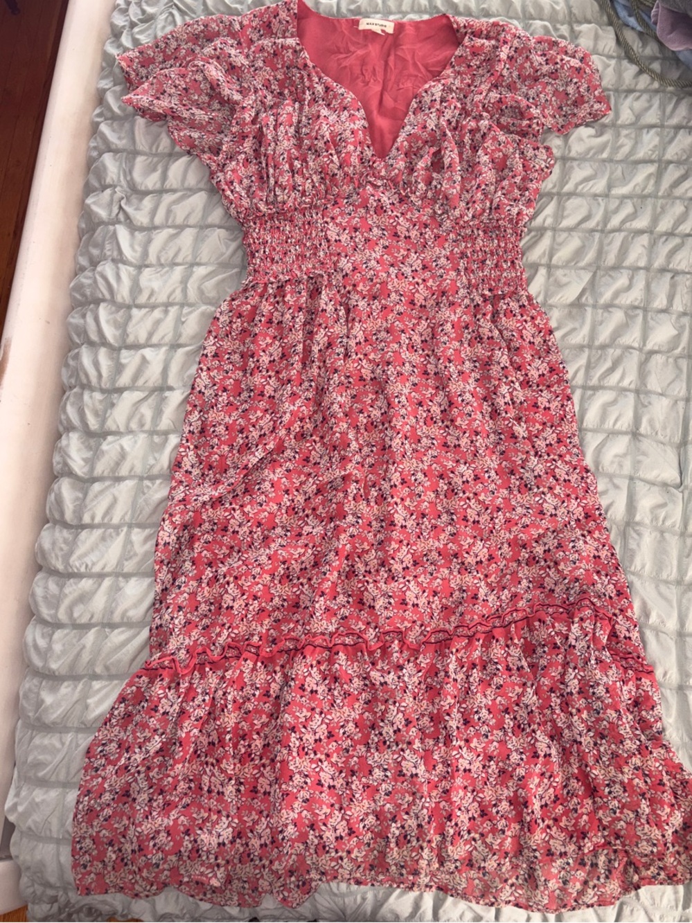 Pink Floral Midi Dress